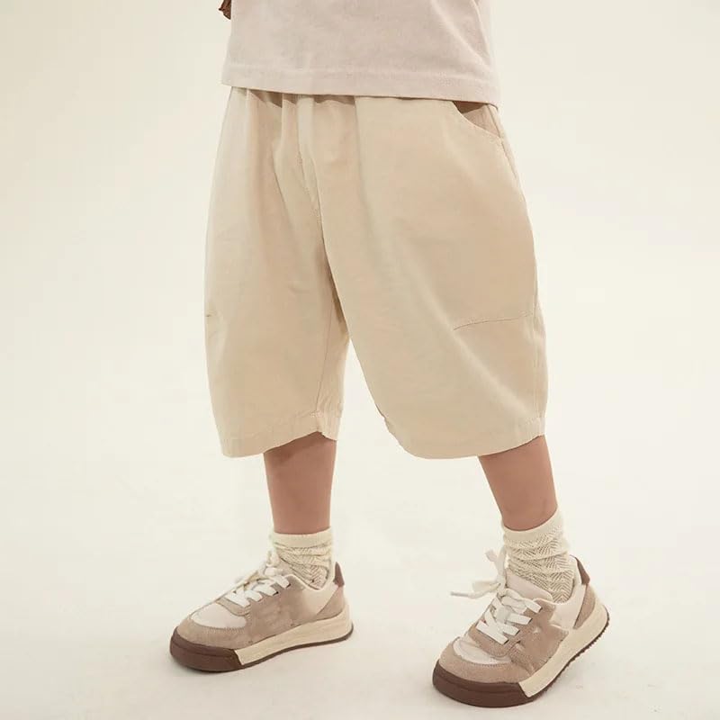 Dninmim Kids Cotton Loose Pant Children's Solid Thin Style Calf-Length Pant