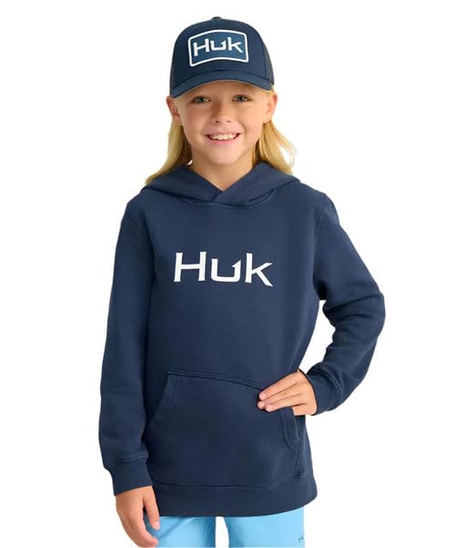 Kids Cotton Fleece Fishing Hoodie in Storm Blue