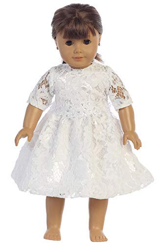 Girls White Lace First Communion Dress with Doll Dress
