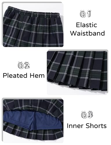 Girls High-Waisted Pleated School Uniform Skort