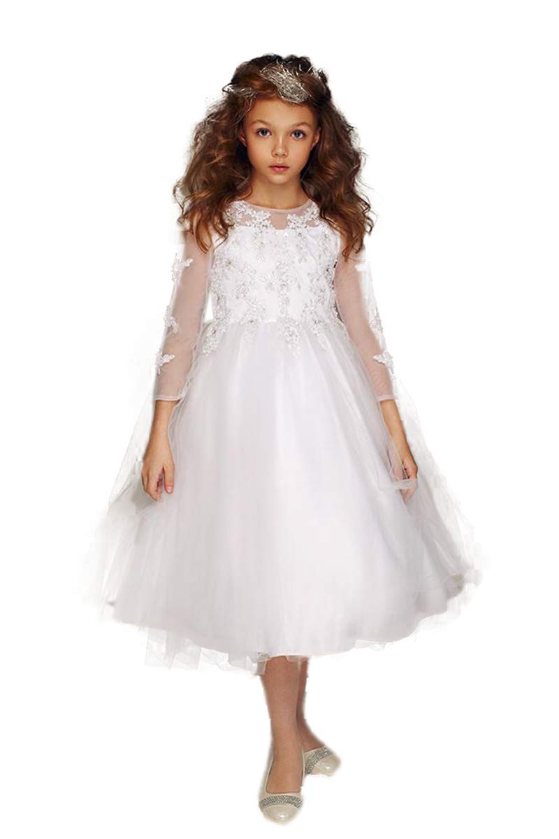 Petite Adele 326 Beaded Quarter Sleeve Communion Dress