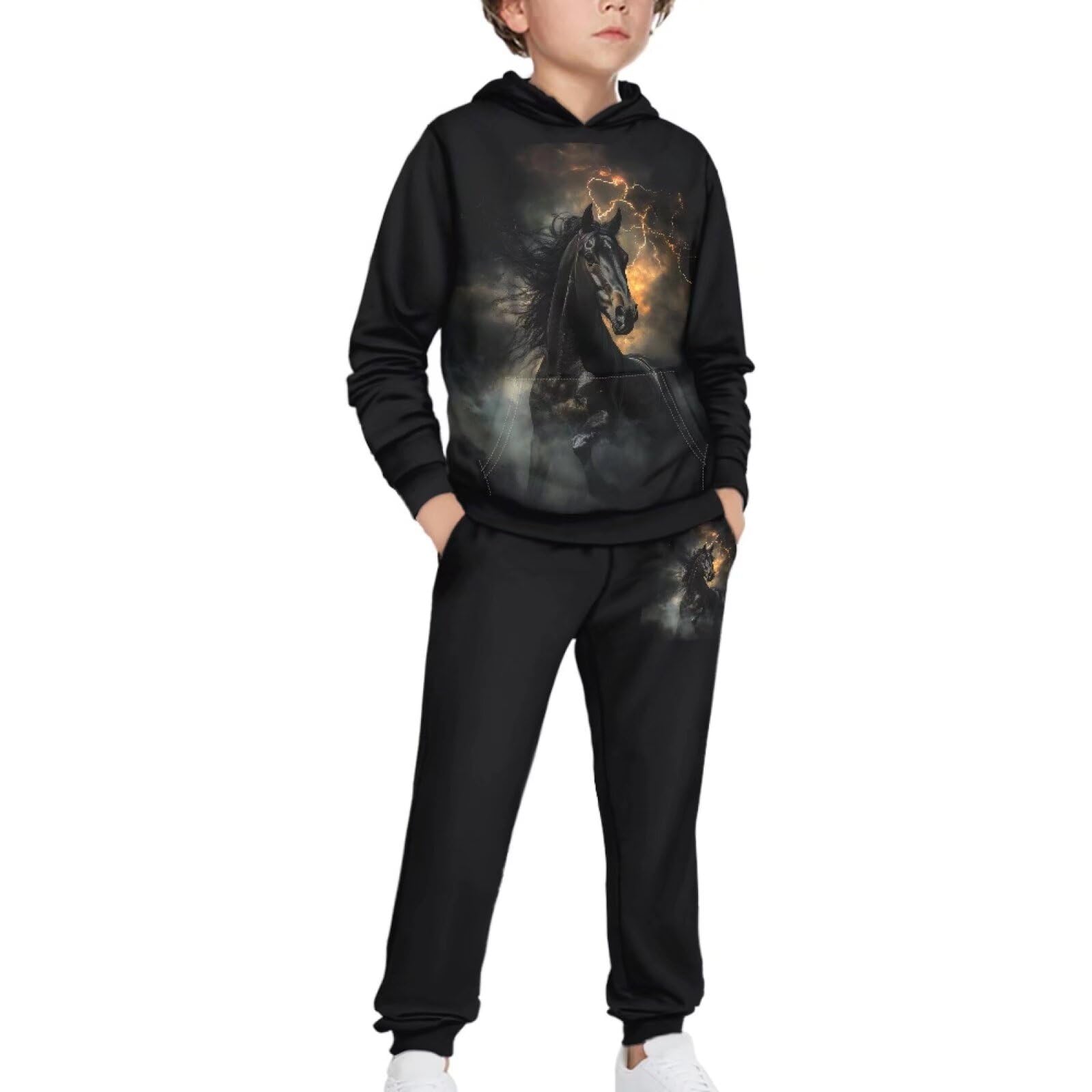 Boys Athletic Hoodie & Jogger Pants Set
