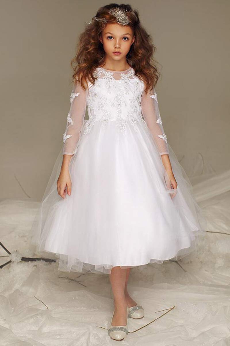Petite Adele 326 Beaded Quarter Sleeve Communion Dress