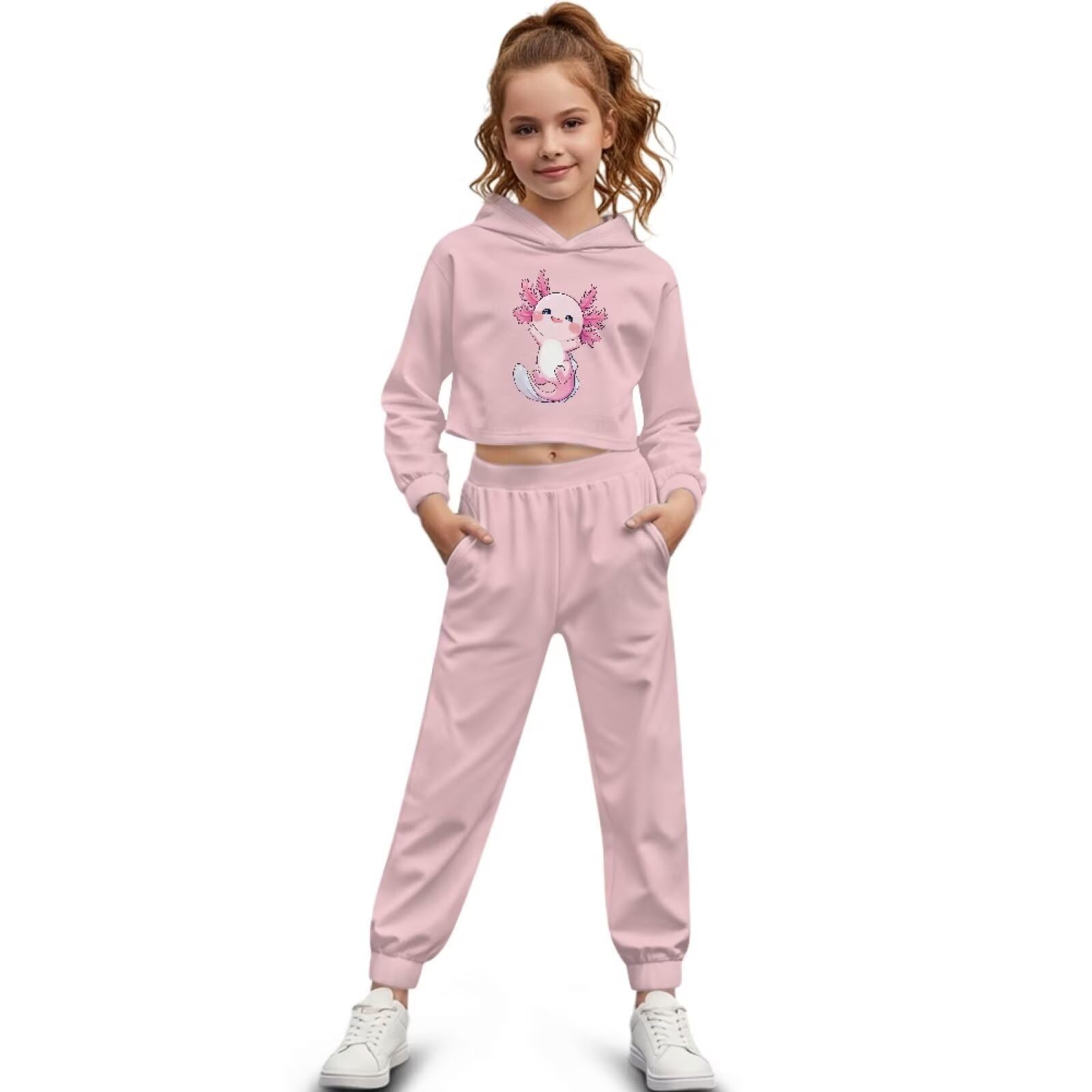 Girls Animal Hoodie & Tapered Pants Set