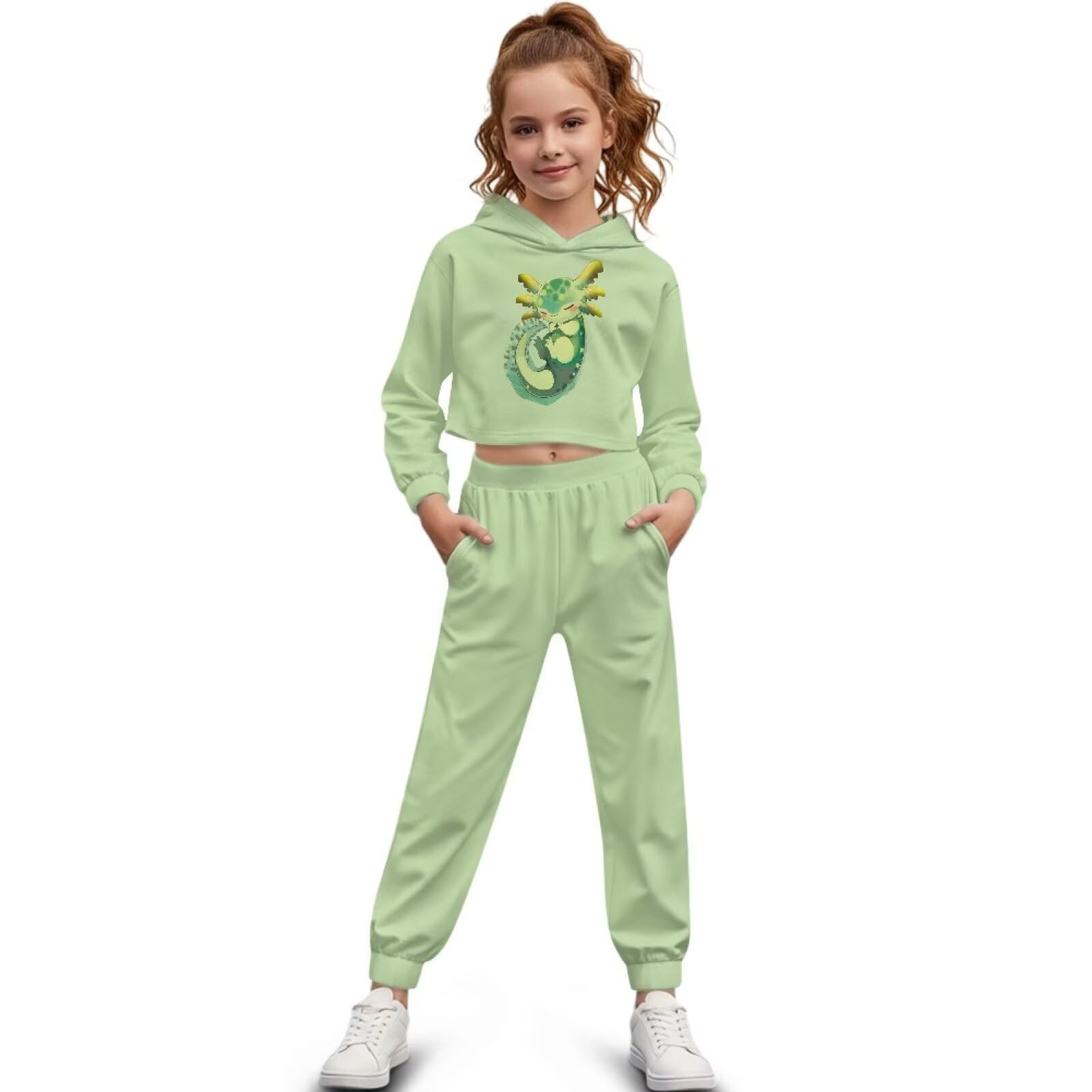 Girls Animal Hoodie & Tapered Pants Set