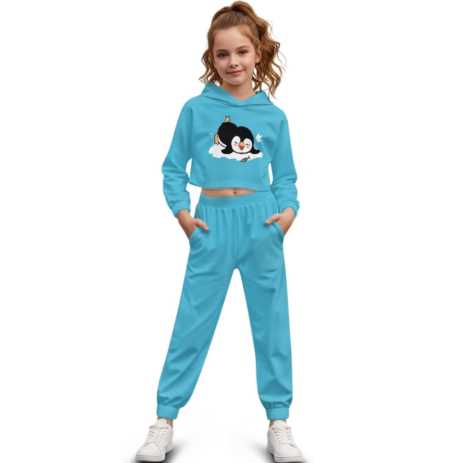 Girls Animal Hoodie & Tapered Pants Set