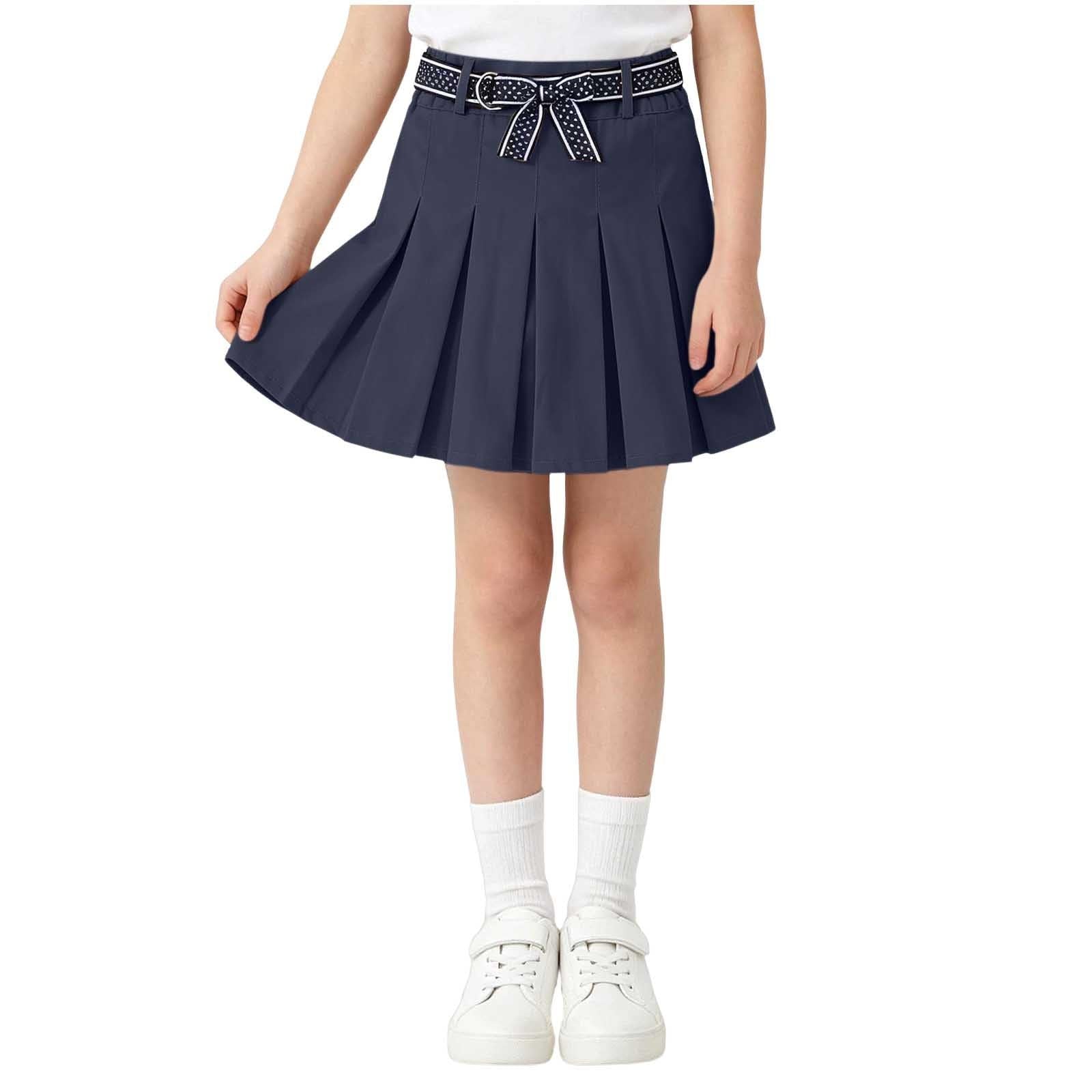 Girls Adjustable Waist Pleated Skort