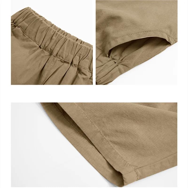 Dninmim Kids Cotton Loose Pant Children's Solid Thin Style Calf-Length Pant