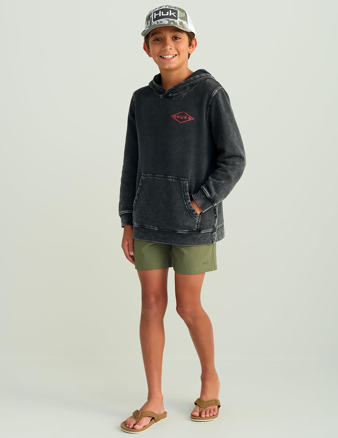 Kids Cotton Fleece Fishing Hoodie in Storm Blue