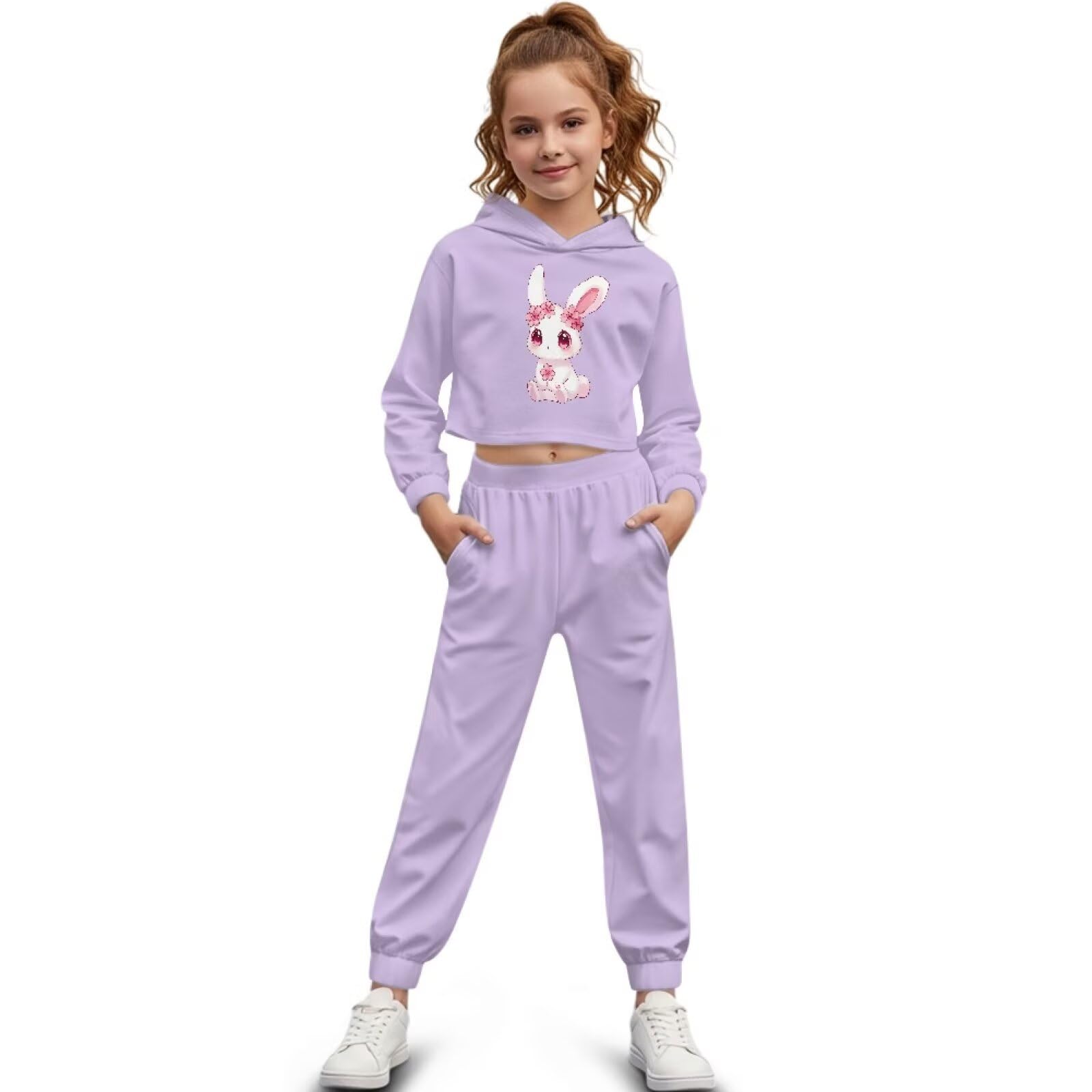 Girls Animal Hoodie & Tapered Pants Set