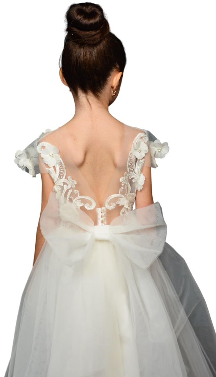 Girls Lace Tulle Flower Girl Dress
