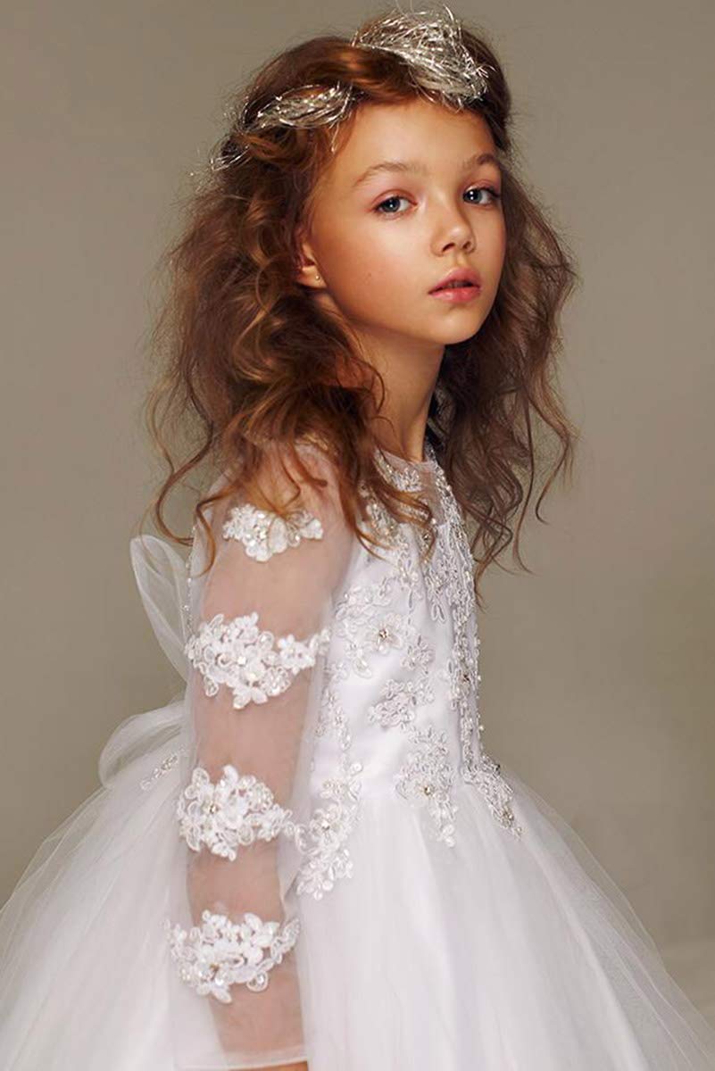 Petite Adele 326 Beaded Quarter Sleeve Communion Dress