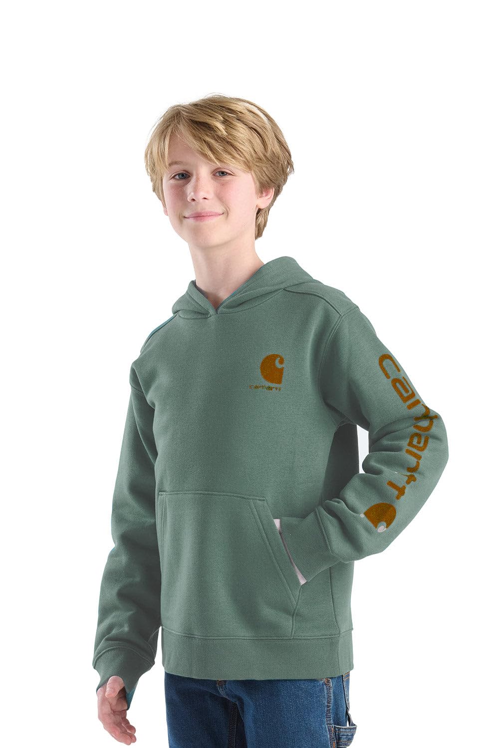 Youth Long-Sleeve Graphic Sweatshirt in Patina Green