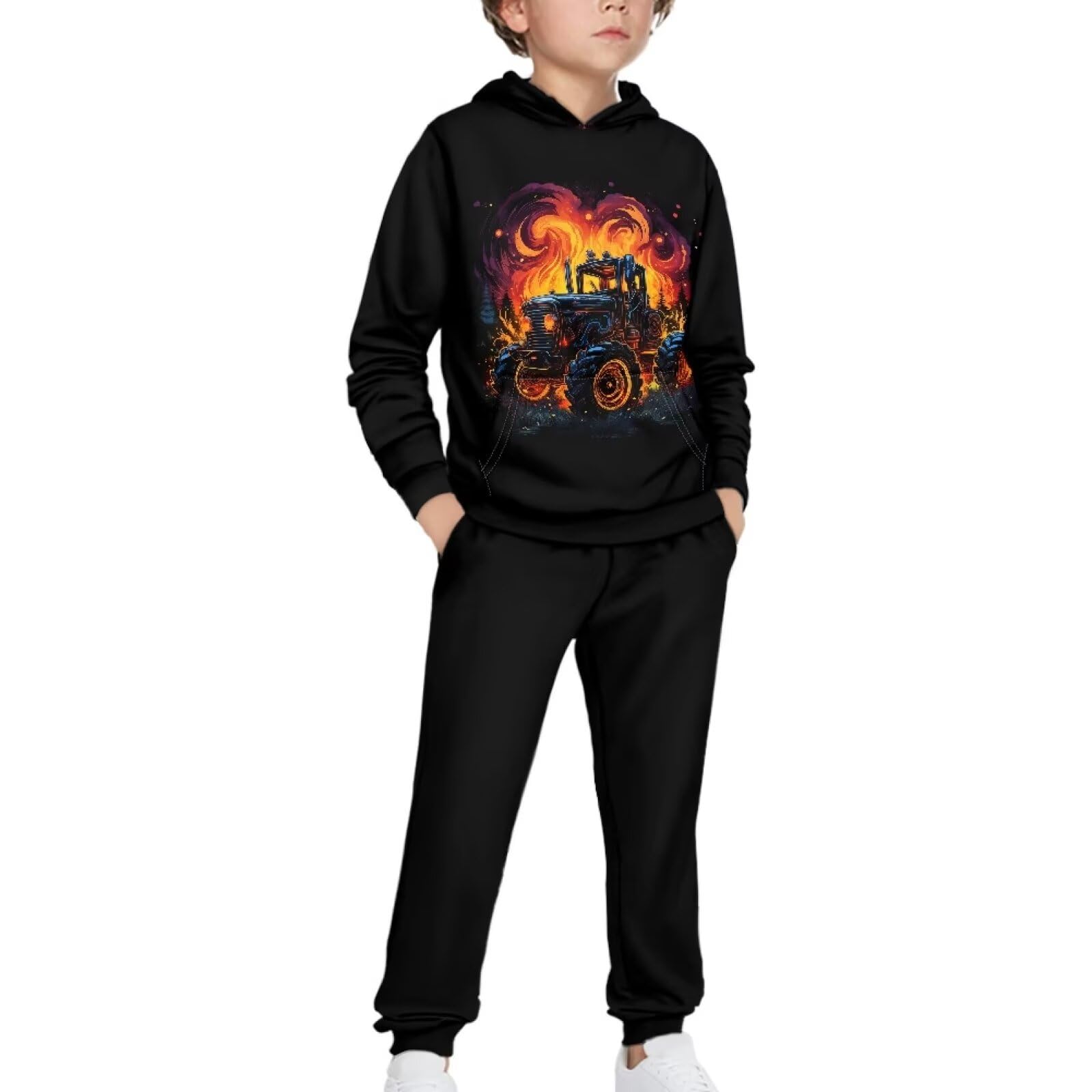 Boys Athletic Hoodie & Jogger Pants Set