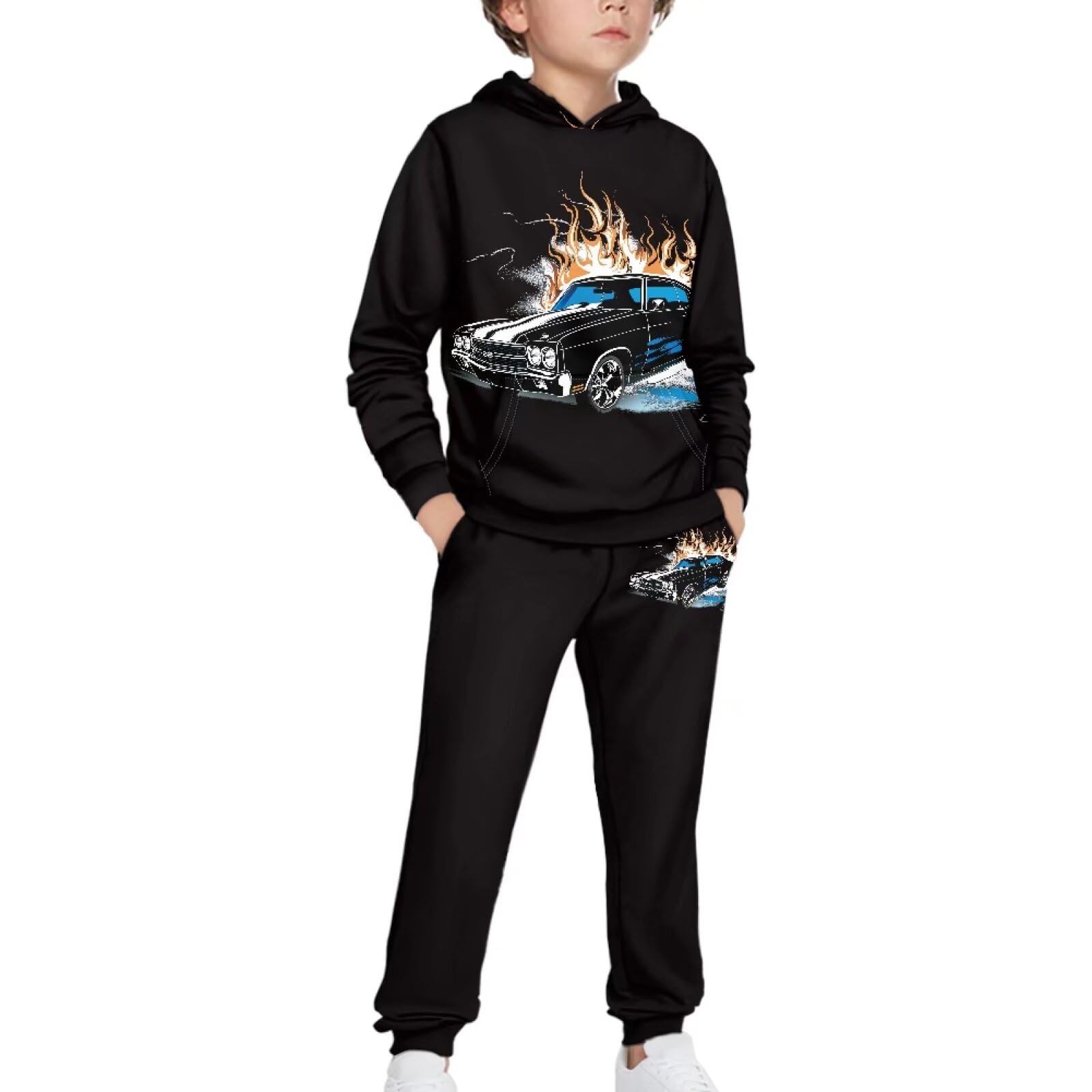 Boys Athletic Hoodie & Jogger Pants Set