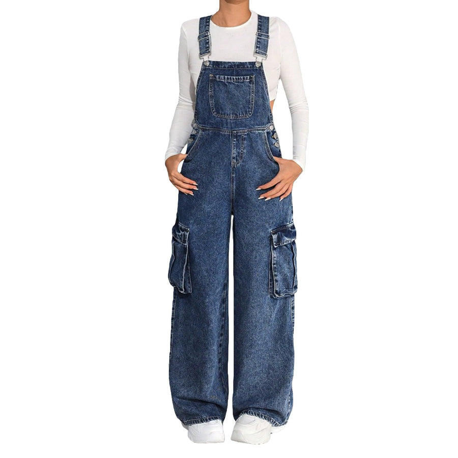 Girls Baggy Cargo Denim Overalls