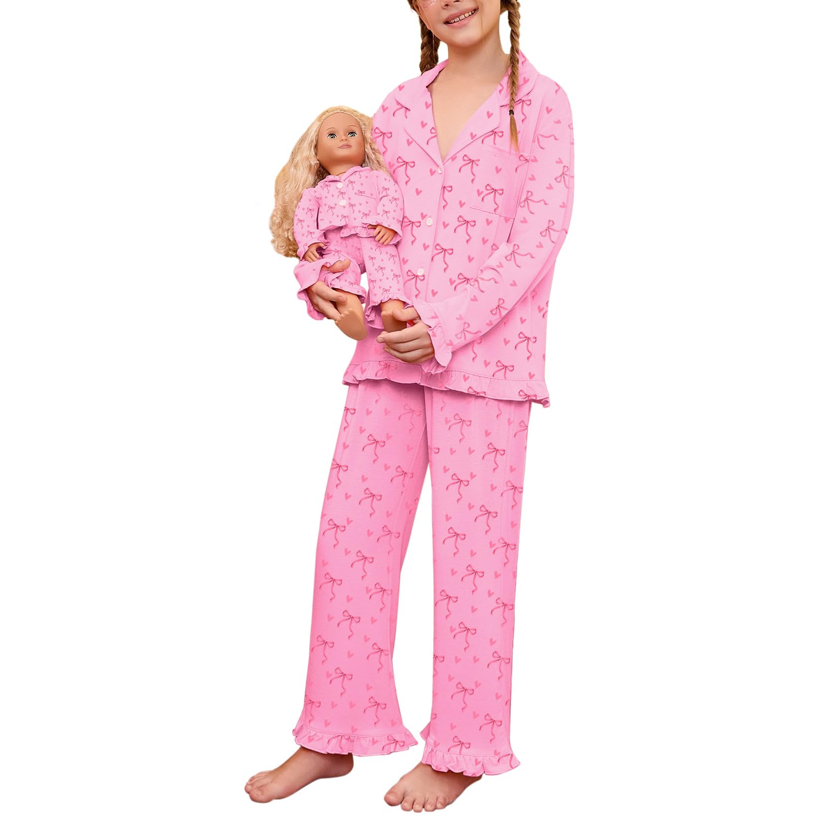 Girls Bamboo Viscose Short Sleeve Pajama Set