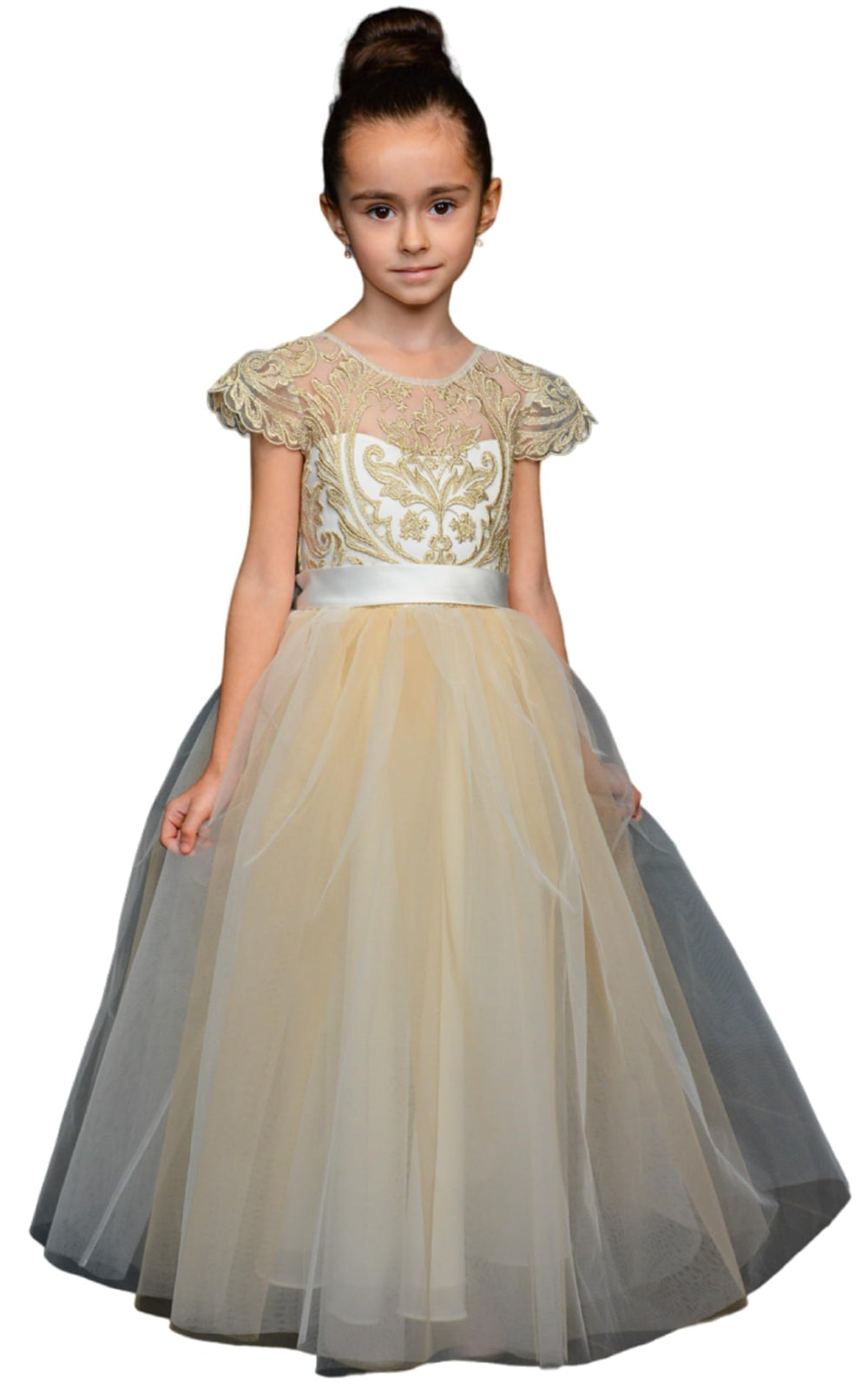Girls Lace Tulle Flower Girl Dress