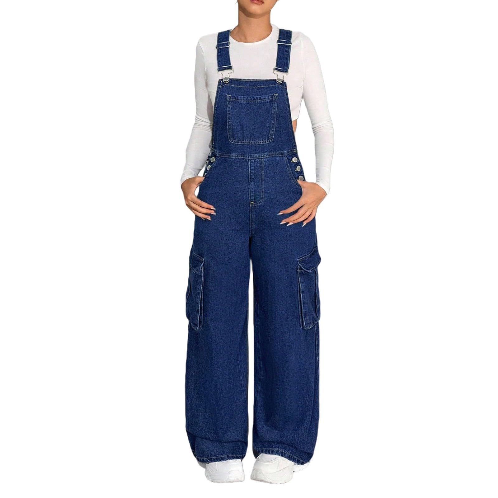 Girls Baggy Cargo Denim Overalls