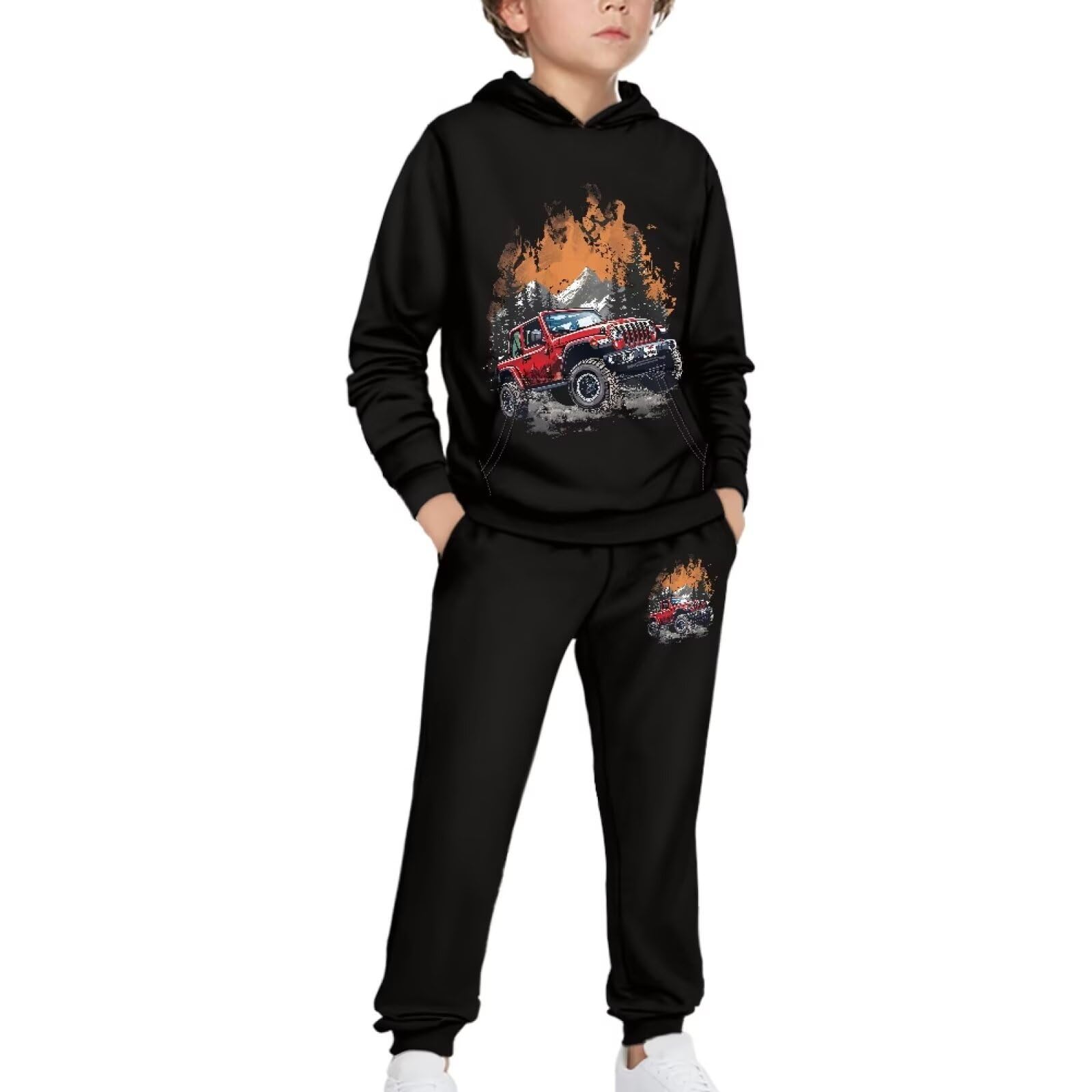 Boys Athletic Hoodie & Jogger Pants Set