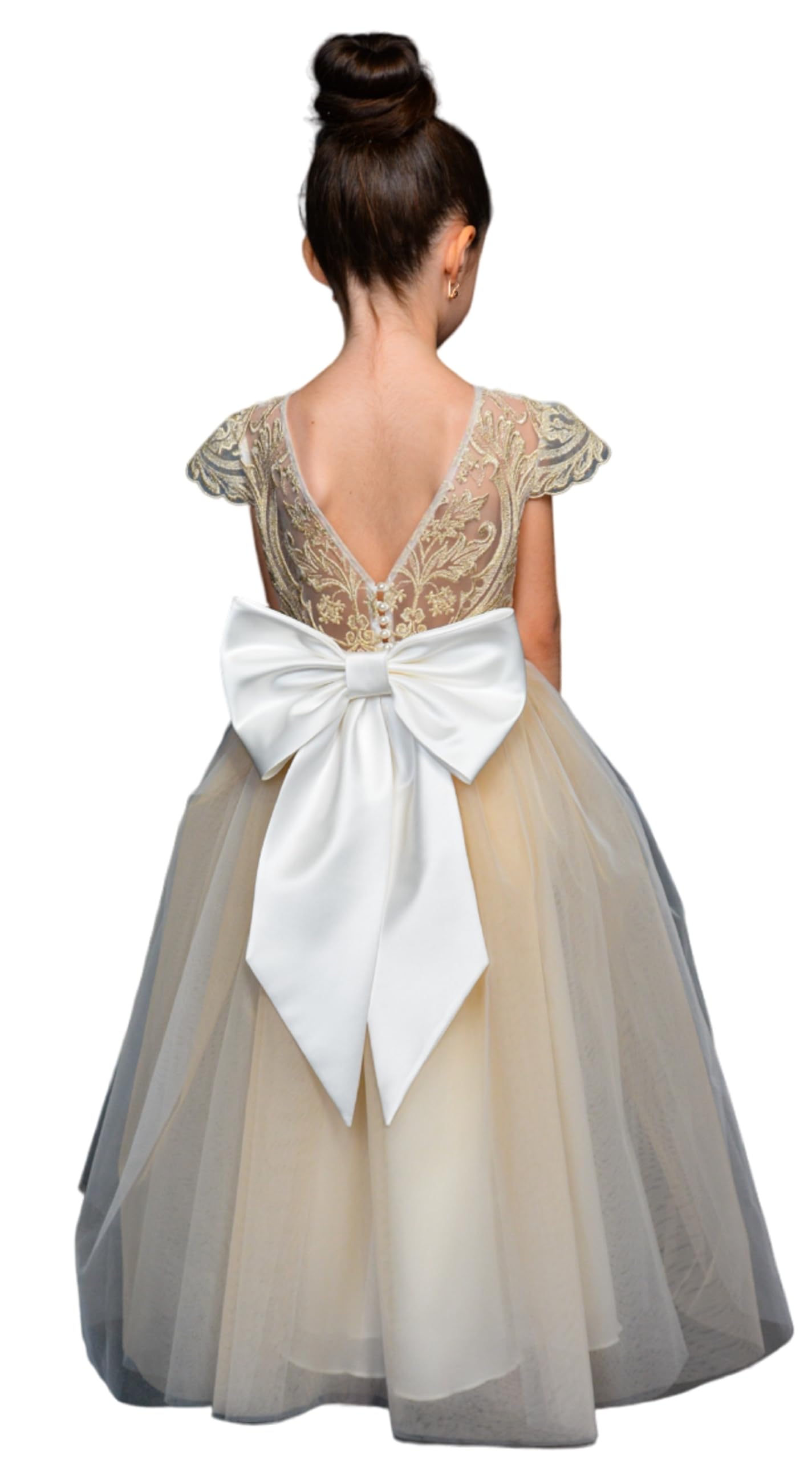 Girls Lace Tulle Flower Girl Dress