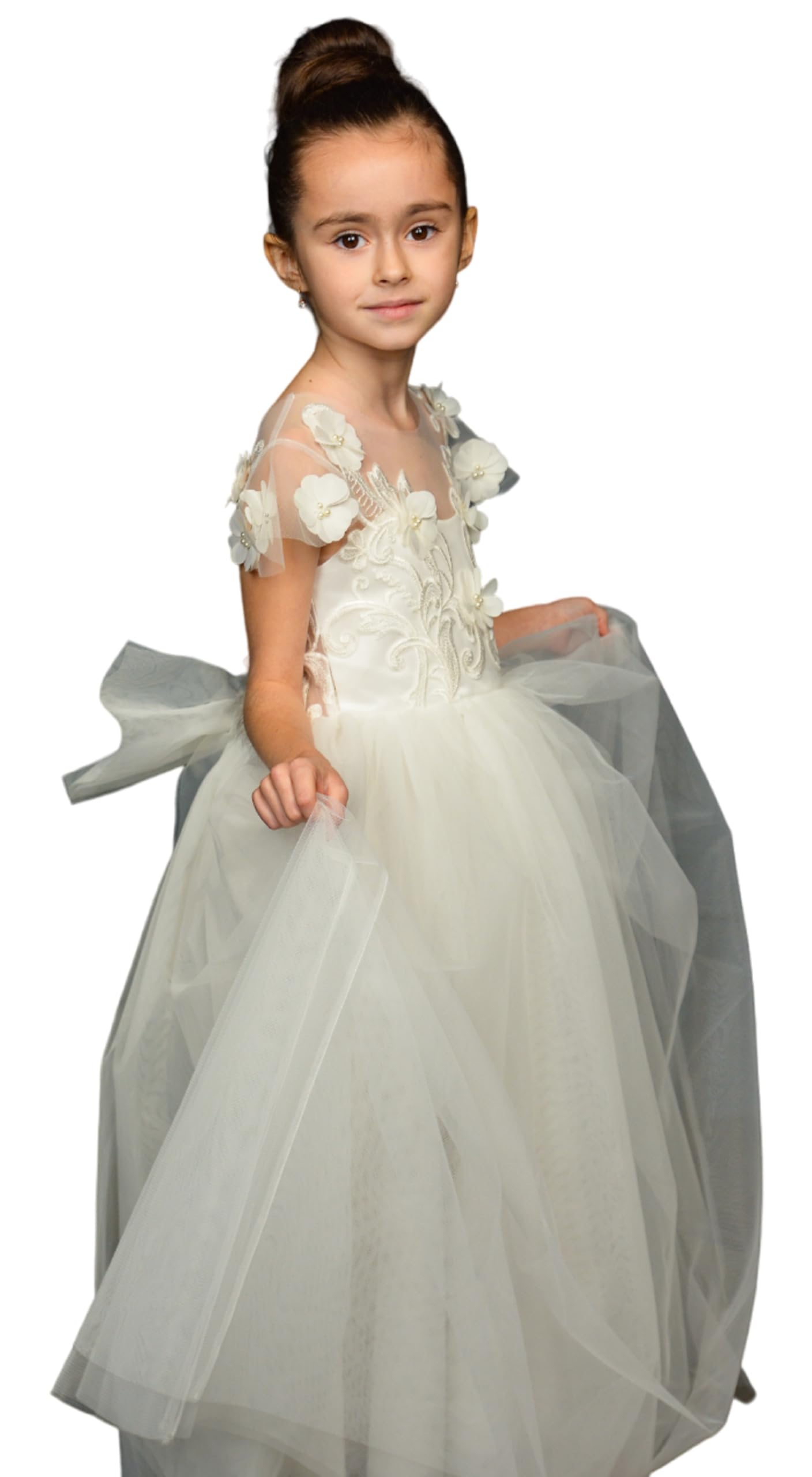 Girls Lace Tulle Flower Girl Dress