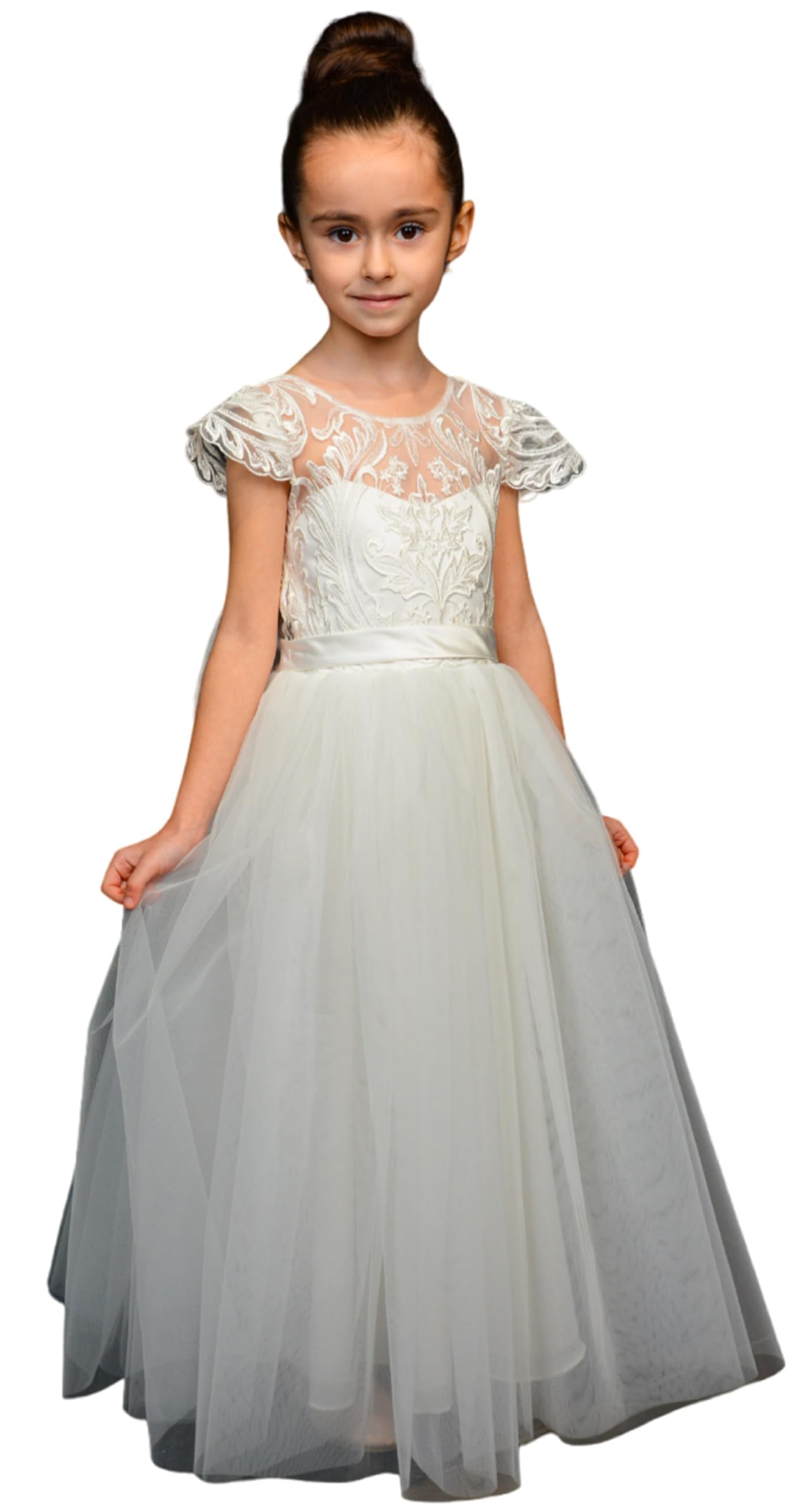 Girls Lace Tulle Flower Girl Dress
