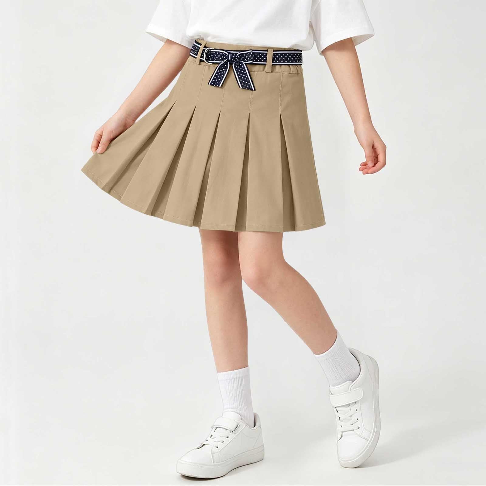 Girls Adjustable Waist Pleated Skort