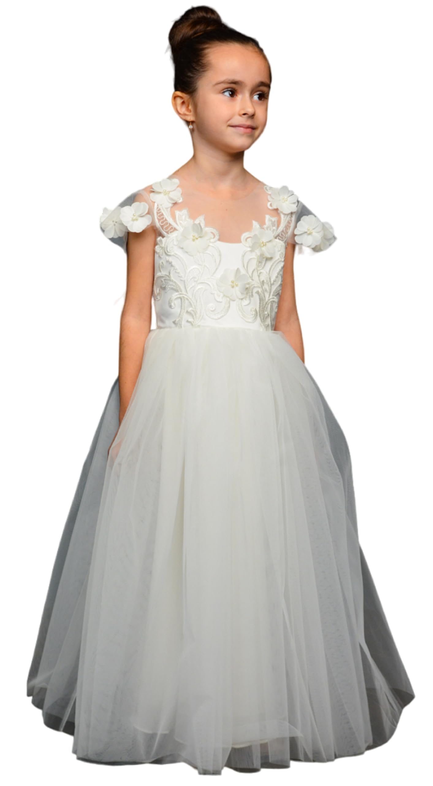 Girls Lace Tulle Flower Girl Dress