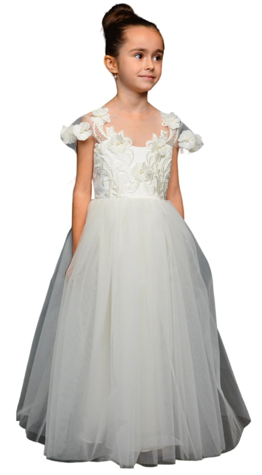 Girls Lace Tulle Flower Girl Dress