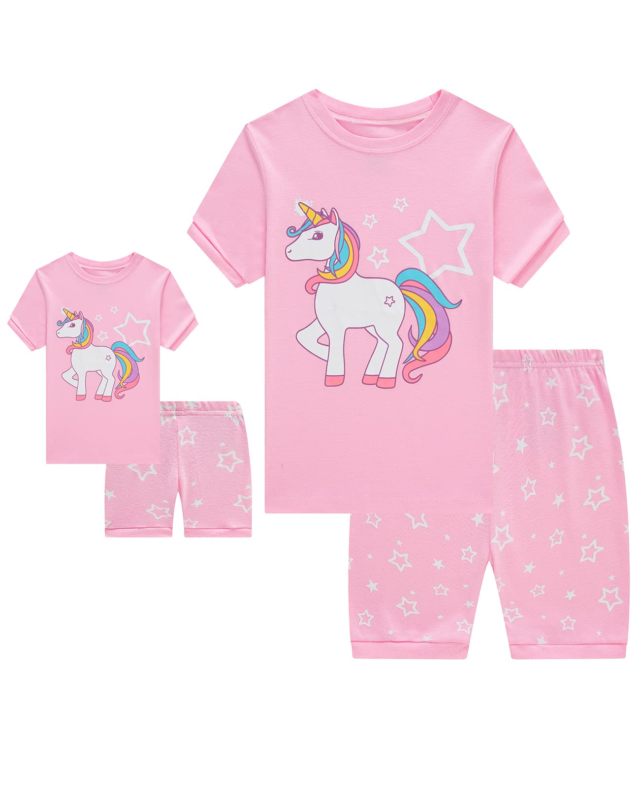 Girls Cotton Christmas Pajamas with Matching Doll Set