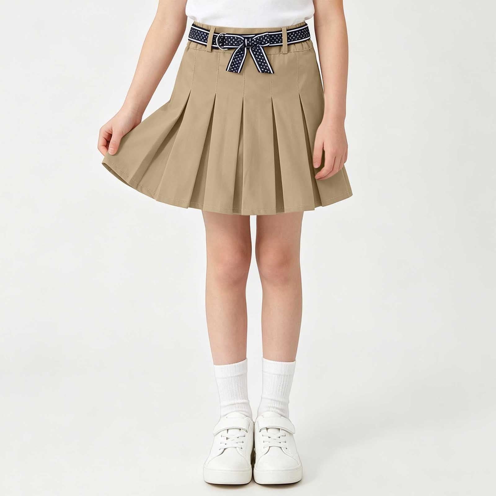 Girls Adjustable Waist Pleated Skort