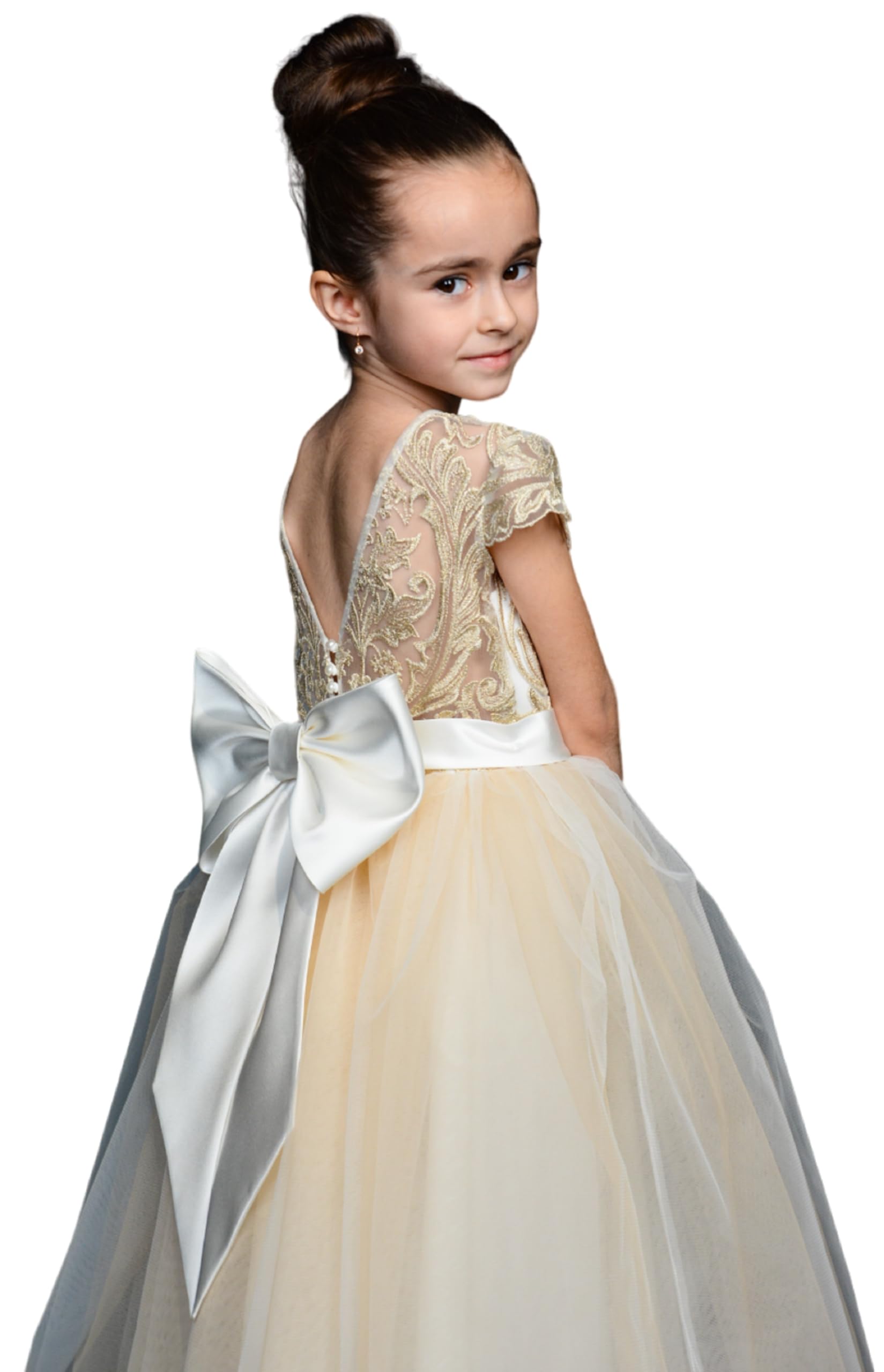 Girls Lace Tulle Flower Girl Dress
