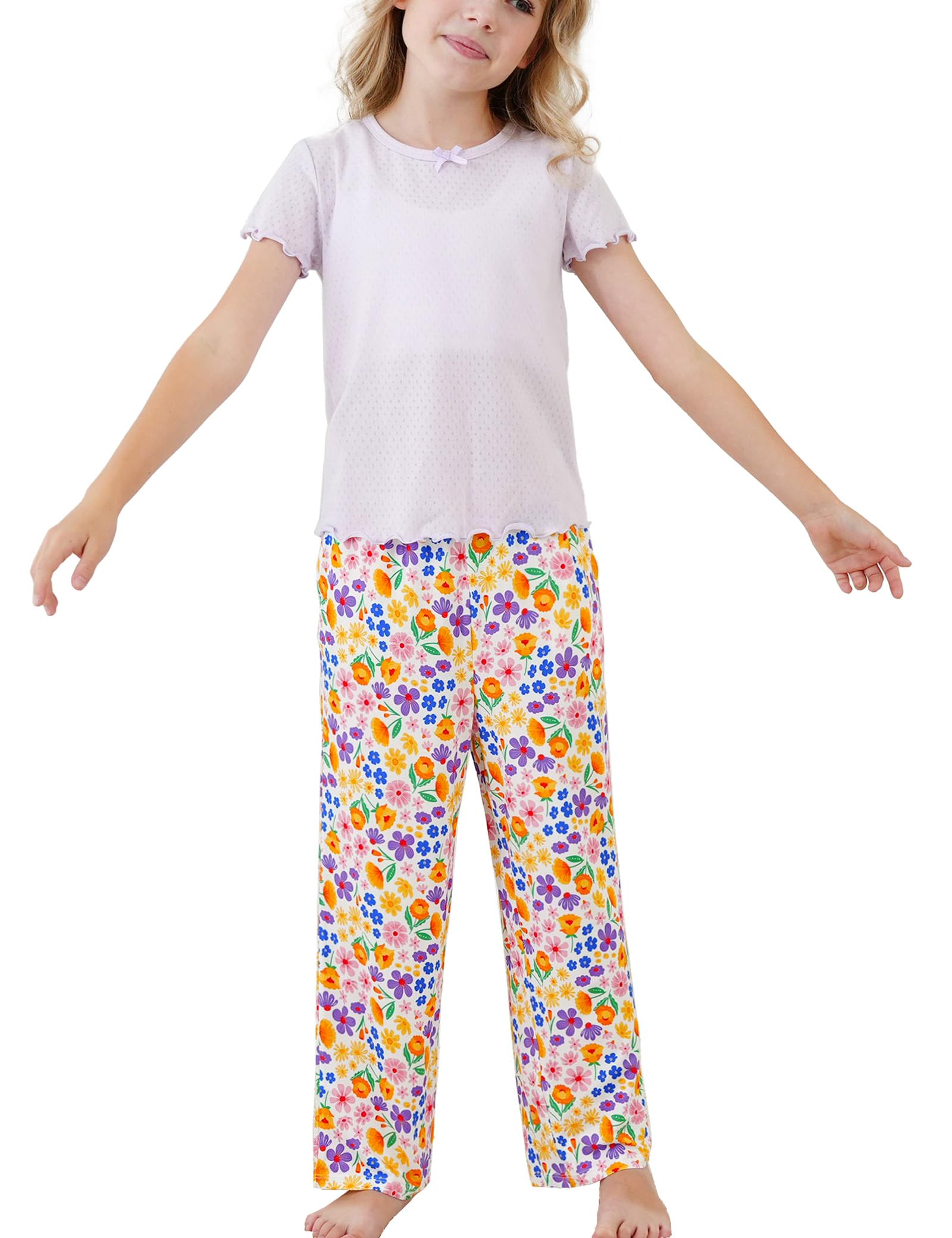 Girls Bamboo Viscose Short Sleeve Pajama Set