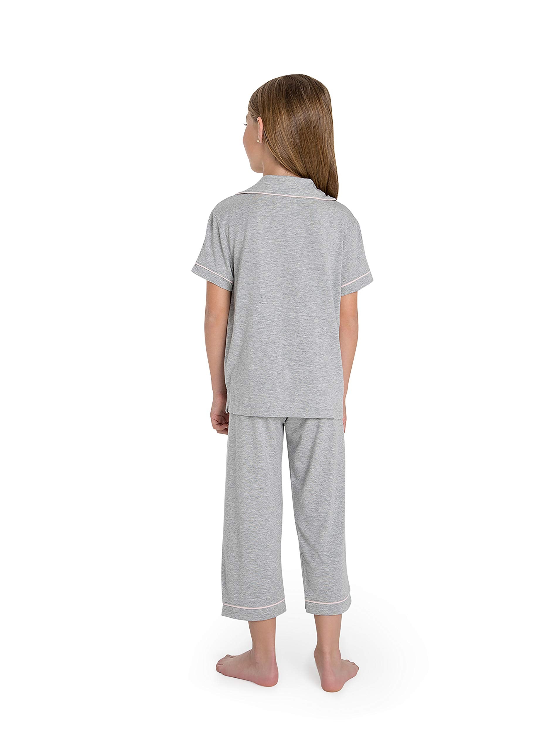 Barefoot Dreams Malibu Collection Disney Princess Youth Piped PJ Set, Gray
