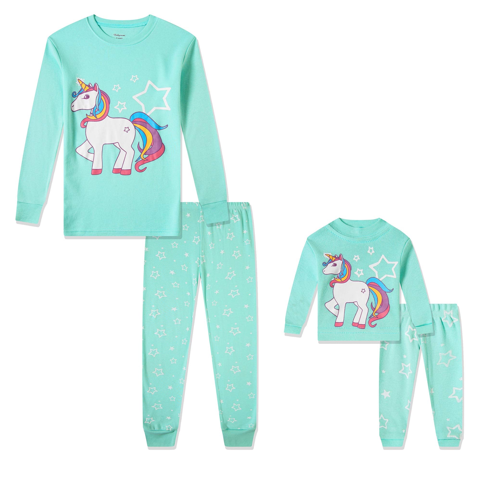 Girls Cotton Christmas Pajamas with Matching Doll Set