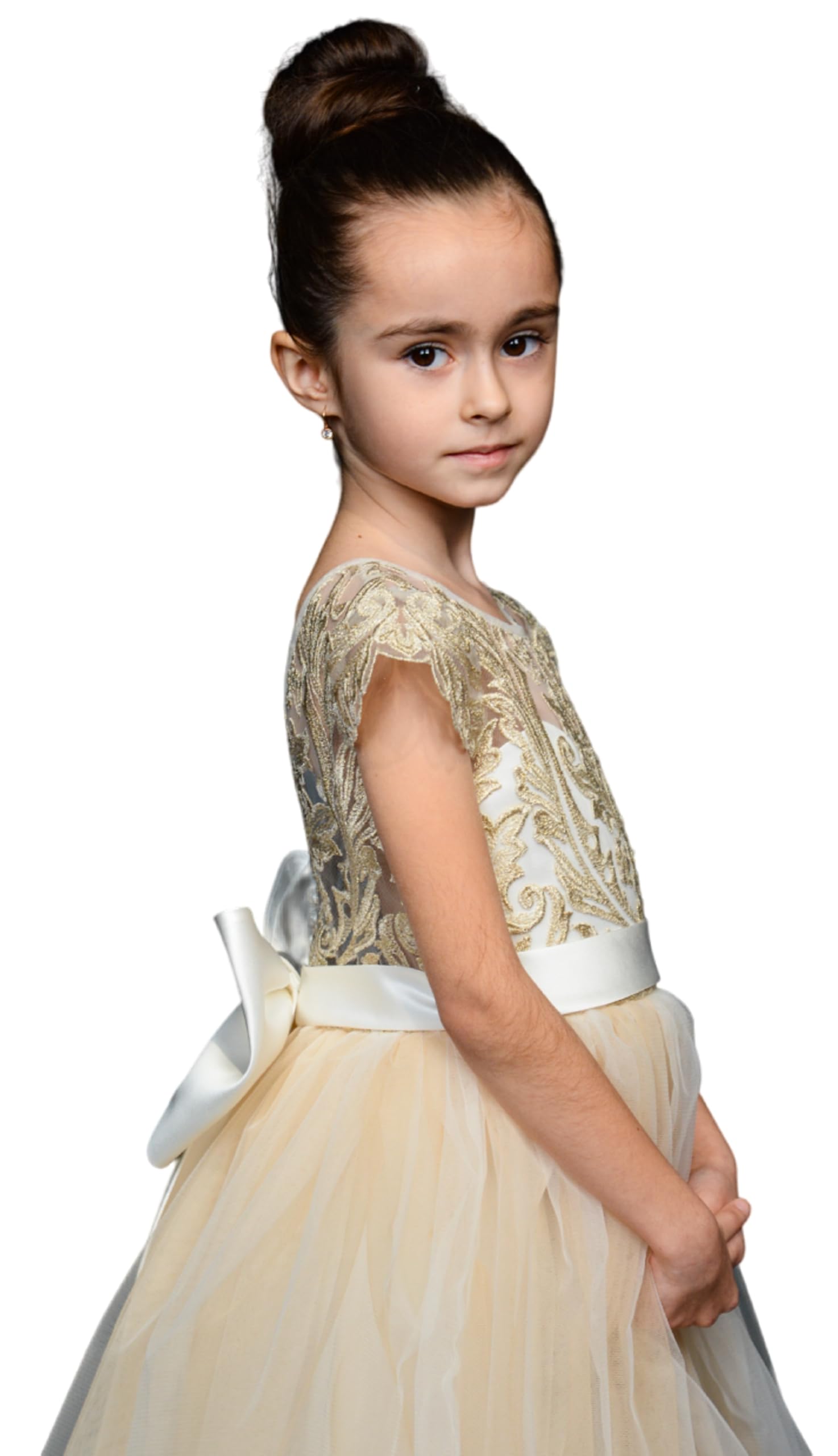 Girls Lace Tulle Flower Girl Dress