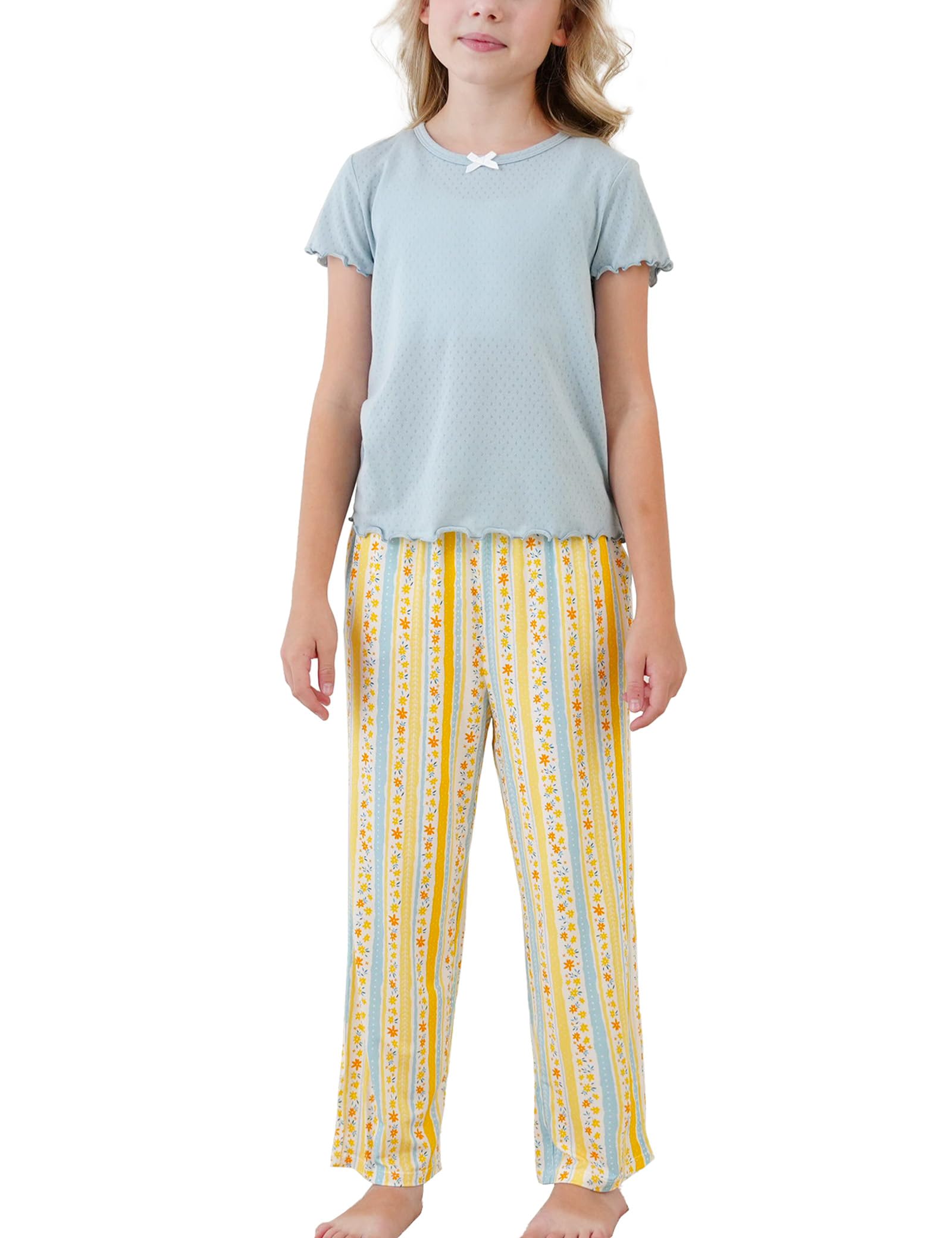 Girls Bamboo Viscose Short Sleeve Pajama Set