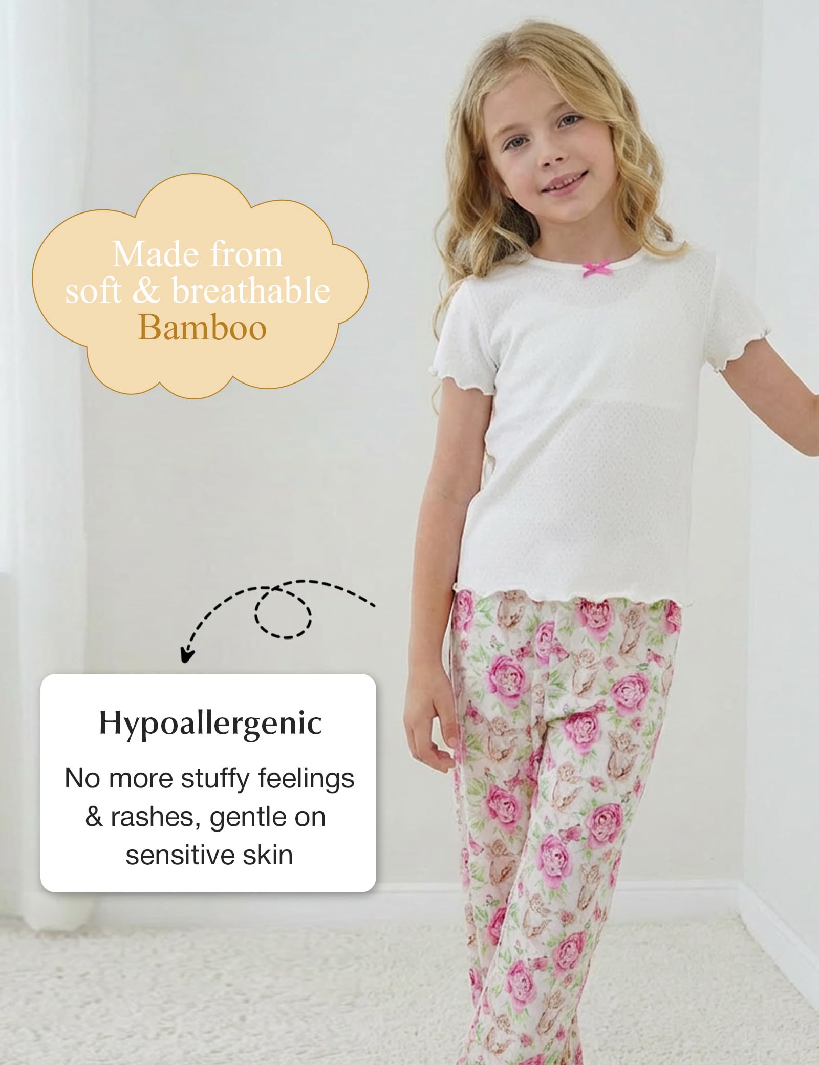 Girls Bamboo Viscose Short Sleeve Pajama Set