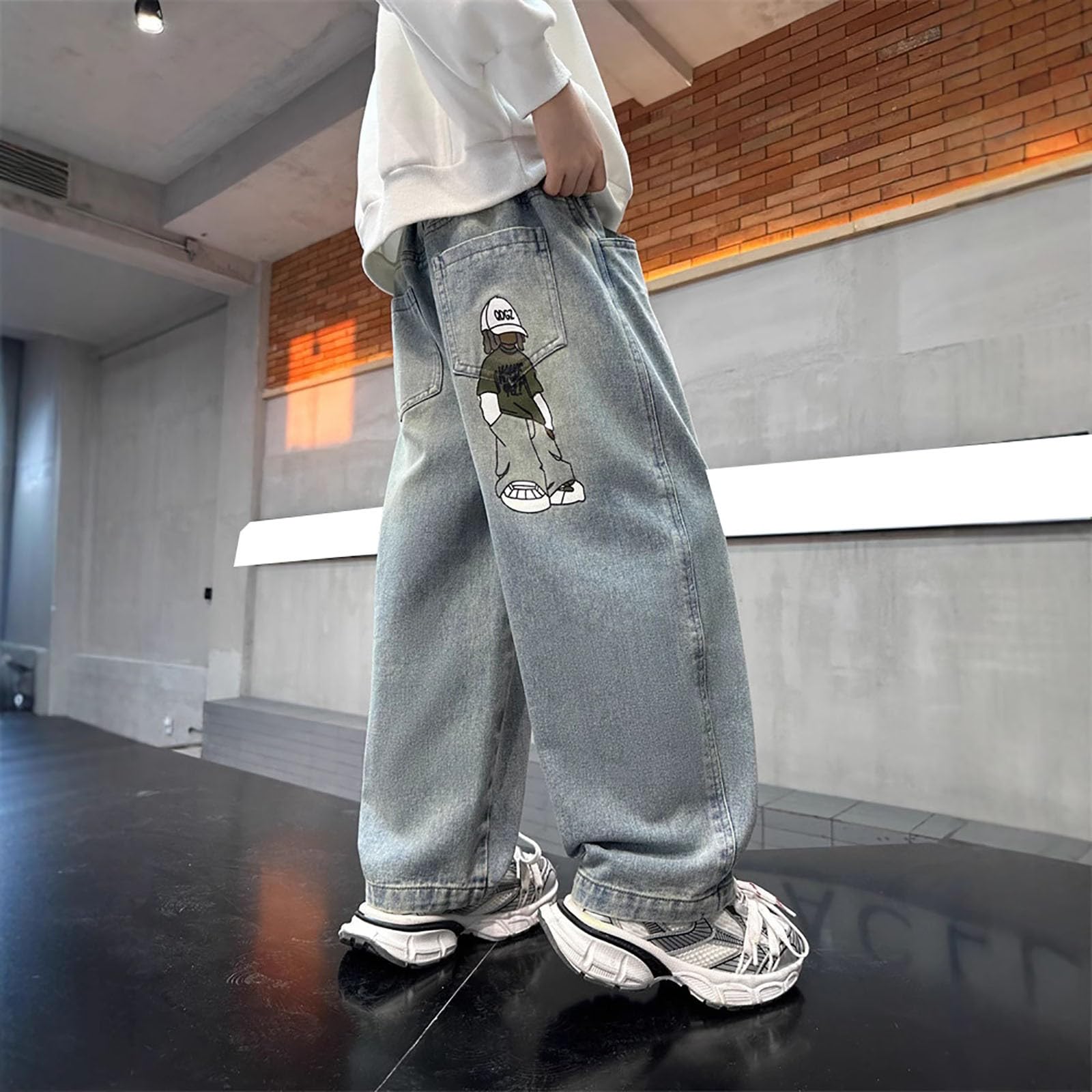 Boys Y2K Wide Leg Denim Jeans