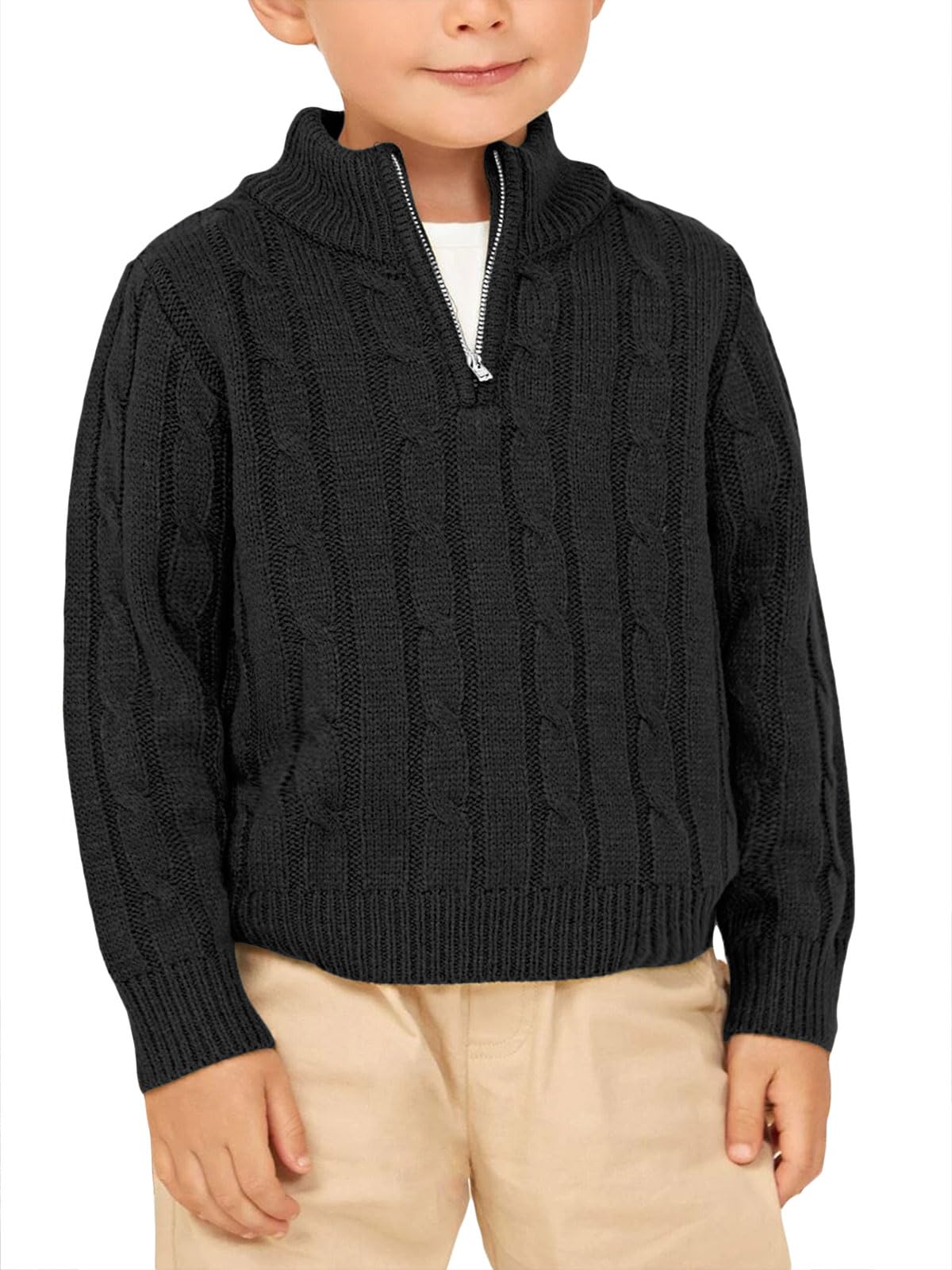 Toddler Cable Knit Quarter-Zip Sweater
