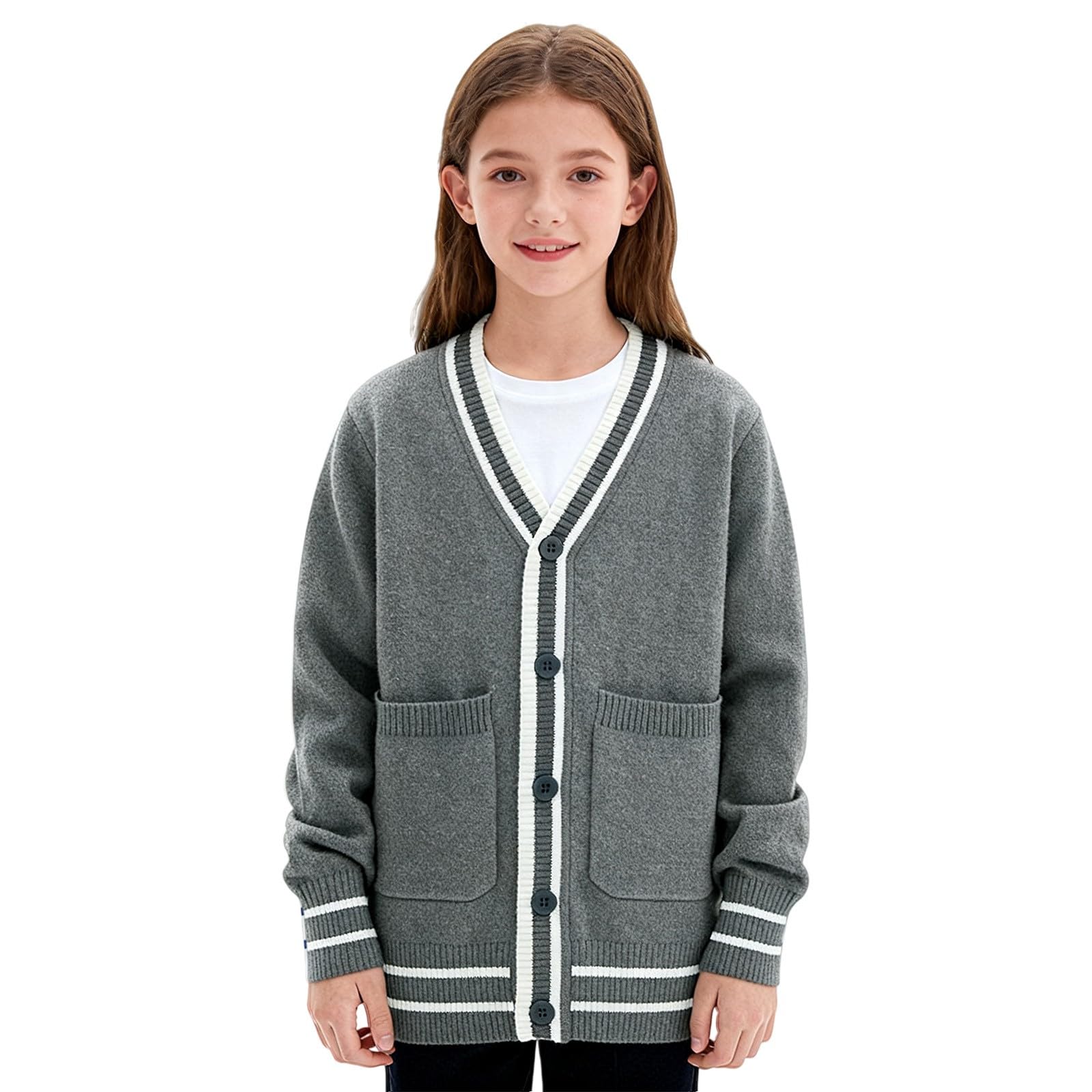 Long Sleeve Striped V-Neck Knit Cardigan