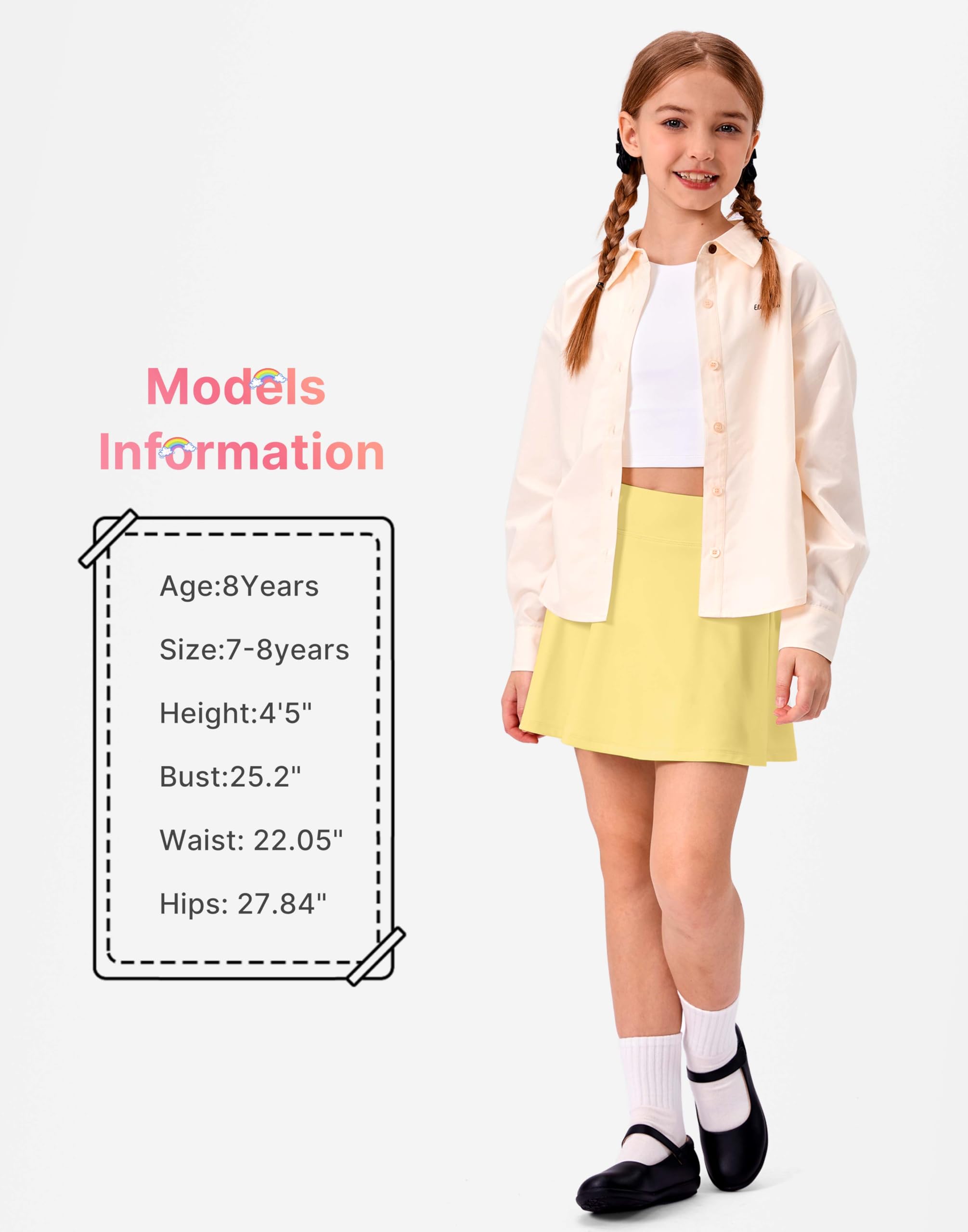 Girls Pleated 2-in-1 Tennis Skort with Pockets