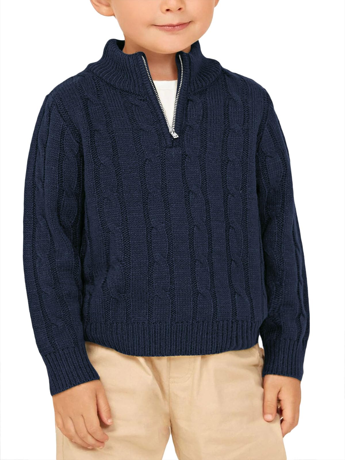 Toddler Cable Knit Quarter-Zip Sweater