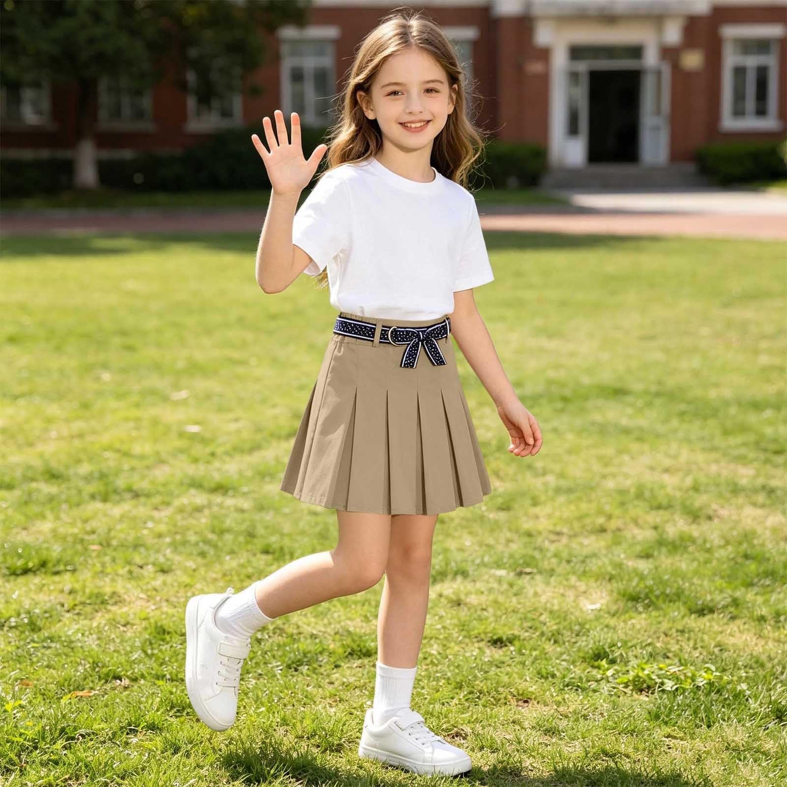 Girls Adjustable Waist Pleated Skort