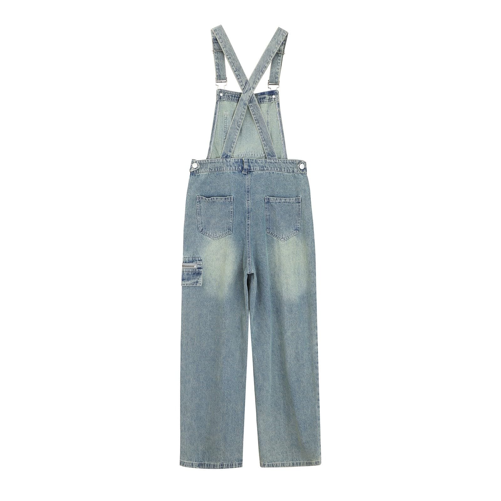 Girls Oversized Wide-Leg Denim Overalls
