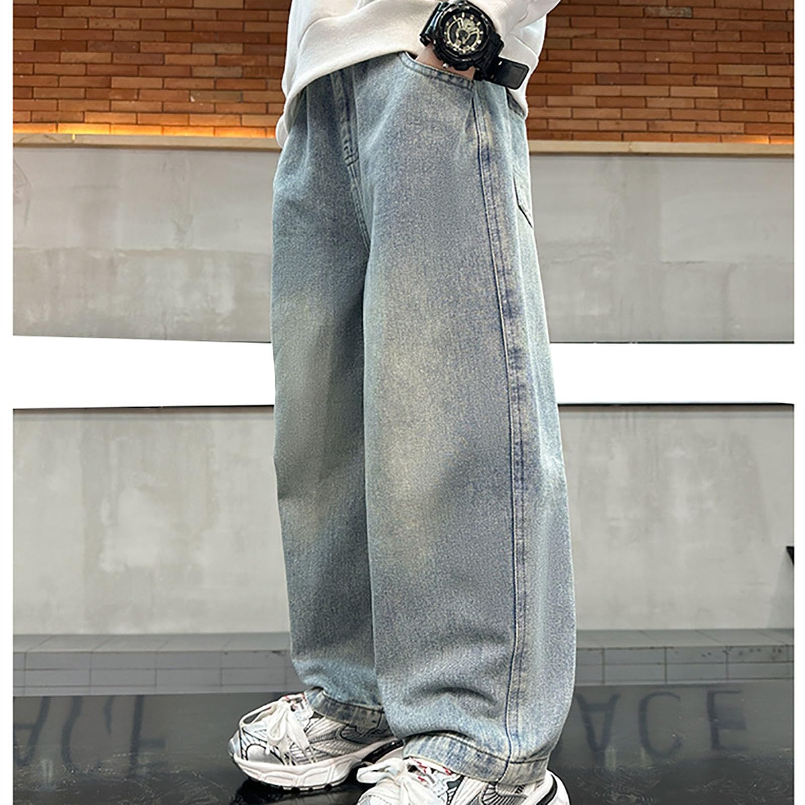 Boys Y2K Wide Leg Denim Jeans