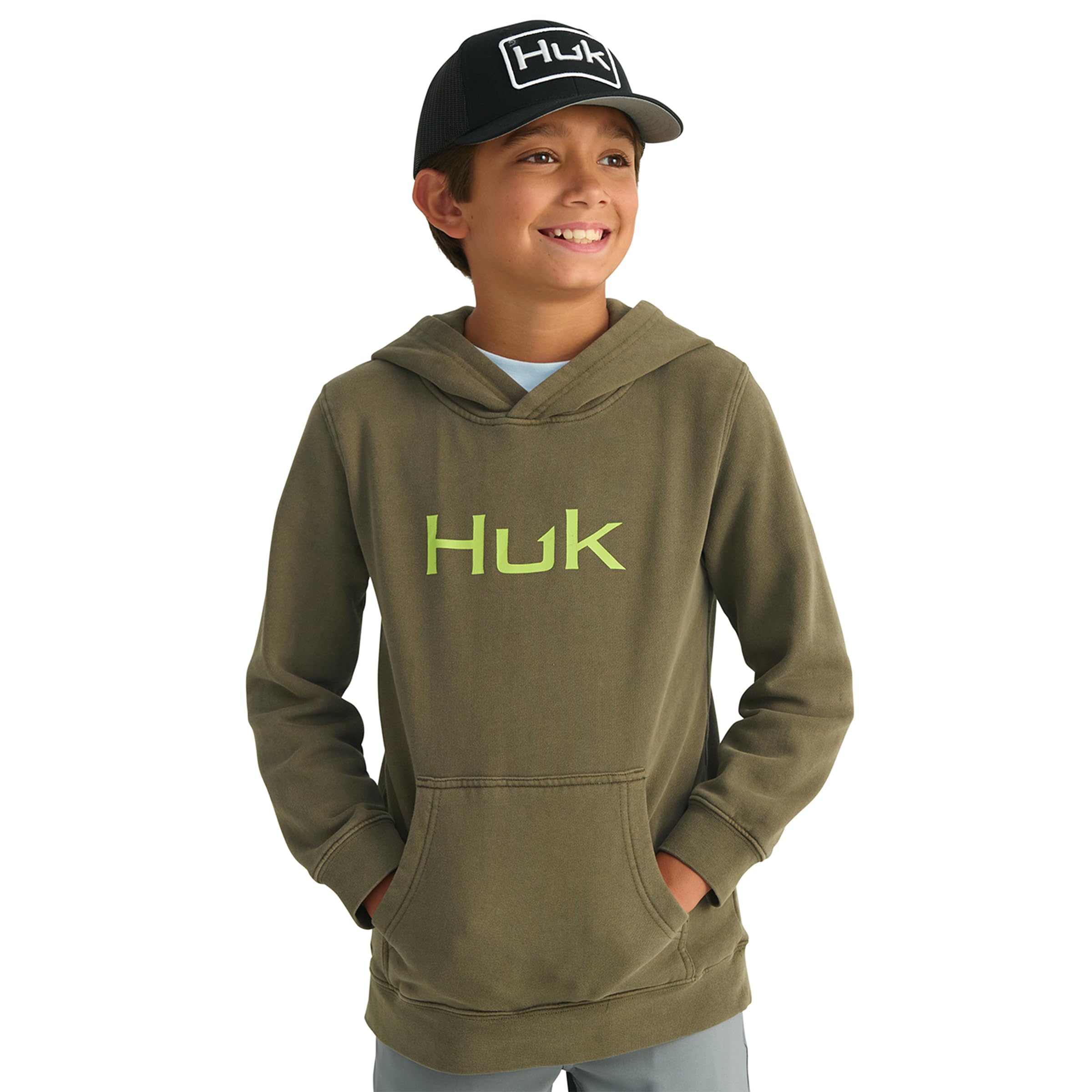 Kids Cotton Fleece Fishing Hoodie in Storm Blue