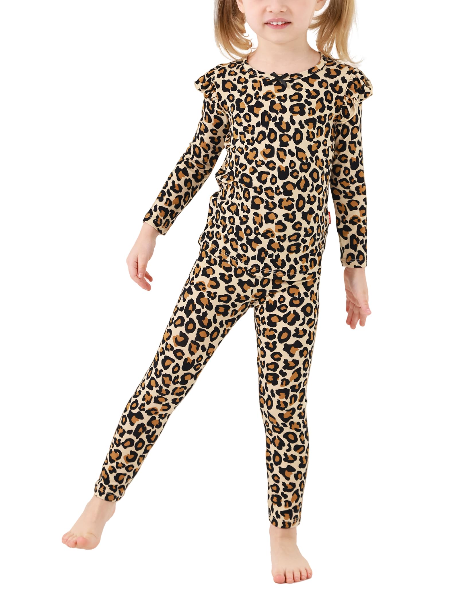 EASWEET Bamboo Viscose Toddler Girl Pajamas Ruffled Long Sleeve Kid Girls Lounge Set
