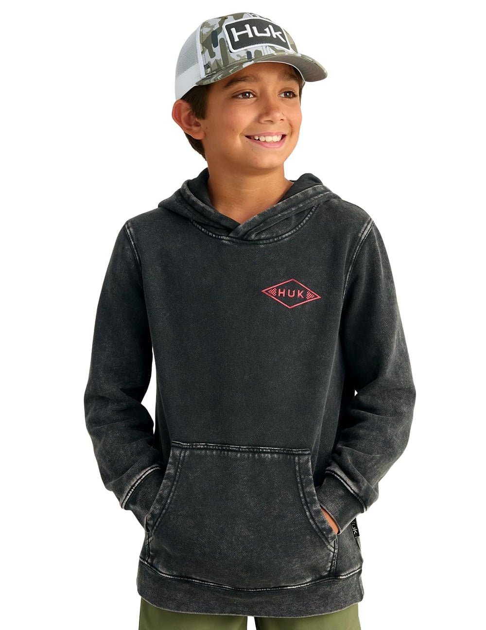 Kids Cotton Fleece Fishing Hoodie in Storm Blue